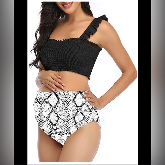 Summer Mae Maternity Swimsuit high waist bikini bottom black and white size M - Picture 6 of 6